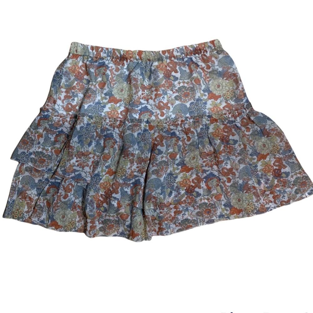 FRYE 100% silk layered floral print mini skirt XS